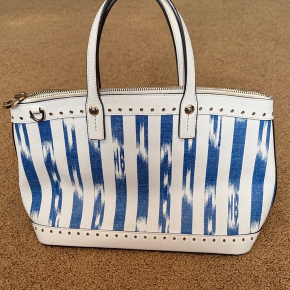 Henri Bendel White and Blue Striped Tote - Picture 4 of 12
